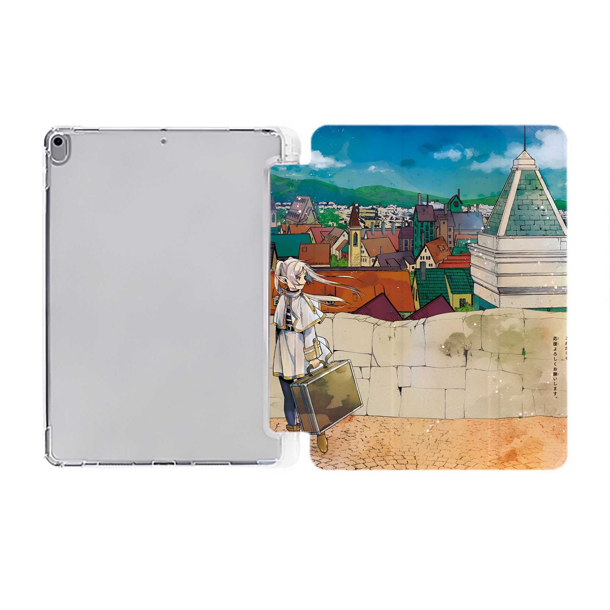 （画像用） 葬送のフリーレン Frieren IPad ケース ペン収納付き 三つ折りスタンド PUレザー×シリコン 対応機種9.5/10.5/10.9インチ
